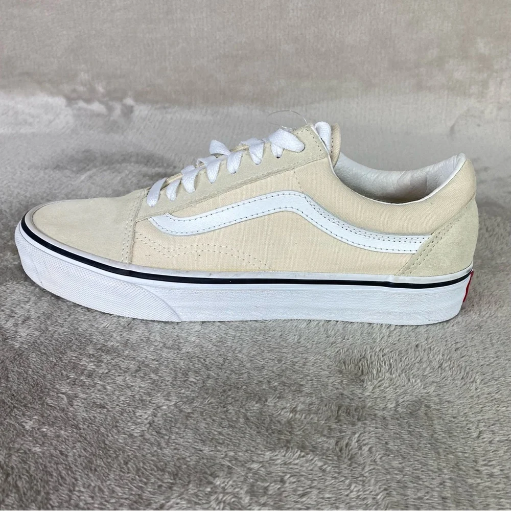 Vans Old Skool Shoes‎ Men 6.5 Women 8 Off White Suede Skate Sneakers NEW